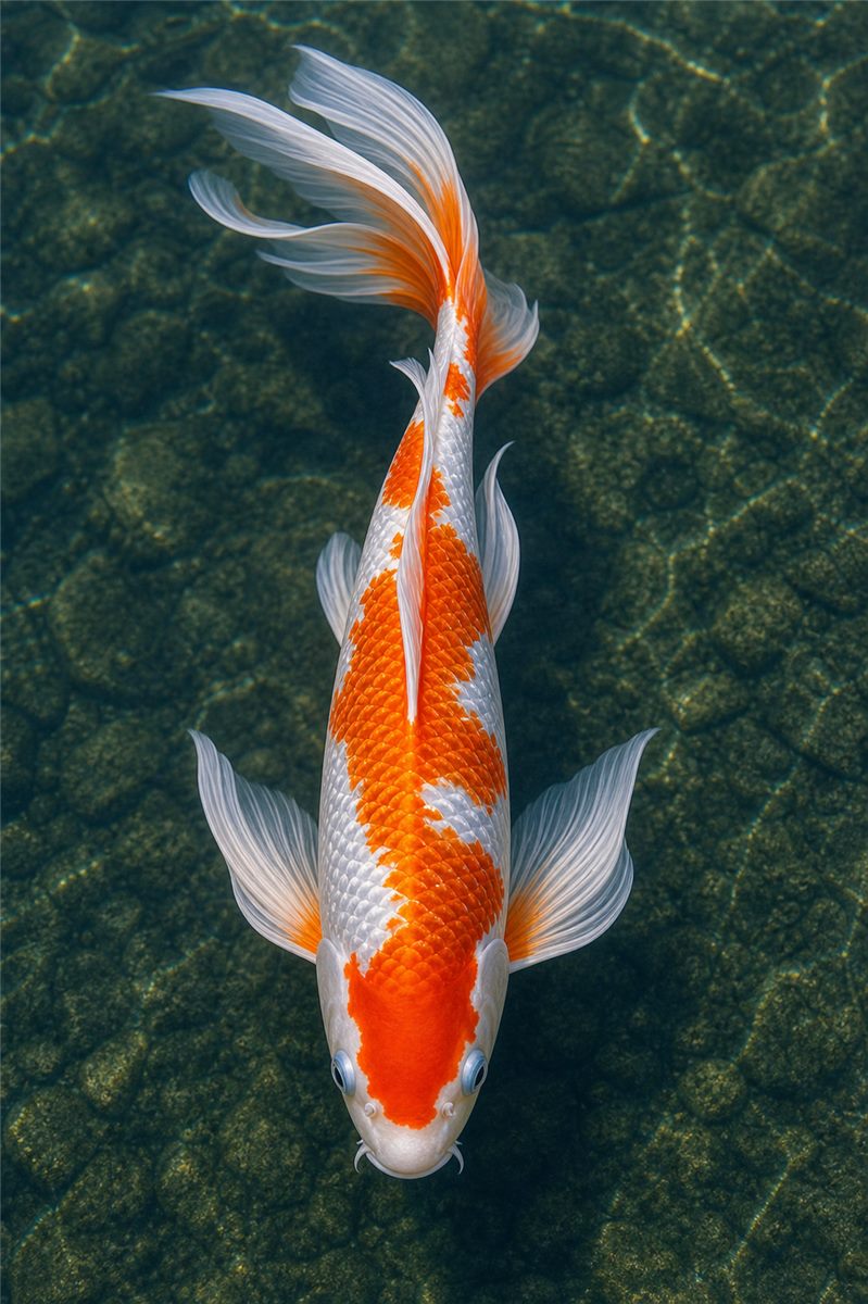 Illustrative butterfly koi with long flowing fins.